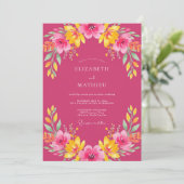 Invitation Mariage Tropical Fuchsia Vibrant (Debout devant)