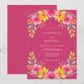 Invitation Mariage Tropical Fuchsia Vibrant (Devant / Derrière)