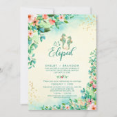Invitation Mariage Tropical Fuite Réception Fleurs Hippocampe (Devant)