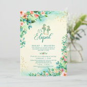 Invitation Mariage Tropical Fuite Réception Florale Hippocamp (Debout devant)