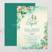 Invitation Mariage Tropical Fuite Réception Florale Hippocamp (Devant / Derrière)