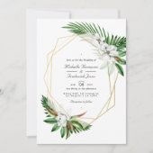 Invitation Mariage tropical géométrique avec code QR RSVP (Devant)