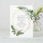 Invitation Mariage tropical géométrique avec code QR RSVP (Debout devant)