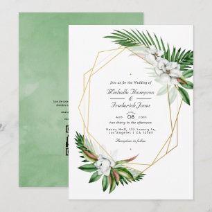 Invitation Mariage tropical géométrique avec code QR RSVP