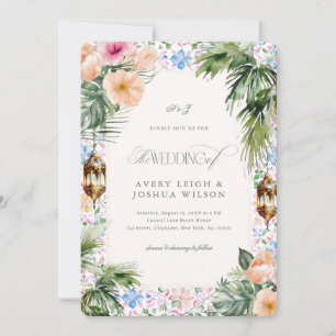 Invitation Mariage Tropical Hibiscus Carreau Marocain