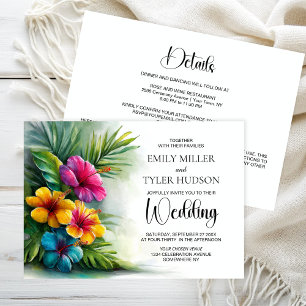 Invitation Mariage tropical Hibiscus tout-en-un