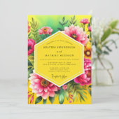 Invitation Mariage Tropical Luxuriant Fuchsia (Debout devant)