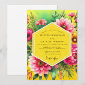 Invitation Mariage Tropical Luxuriant Fuchsia (Devant / Derrière)