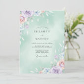 Invitation Mariage Tropical Menthe Améthyste Peint (Debout devant)