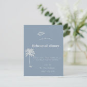 Invitation Mariage tropical minimaliste Dusty Blue (Debout devant)
