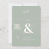 Invitation Mariage Tropical Minimaliste Vert Menthe (Devant)