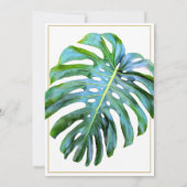 Invitation Mariage Tropical Monstera Leaf Green Gold Beach (Dos)