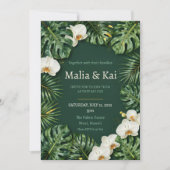 Invitation Mariage Tropical Monstera Orchidée Blanche Vert Fo (Devant)