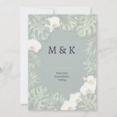 Invitation Mariage Tropical Monstera Orchidée Blanche Vert Fo (Dos)