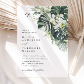 Invitation Mariage Tropical Monstera Vert Sauge