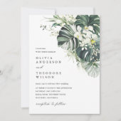 Invitation Mariage Tropical Monstera Vert Sauge (Devant)