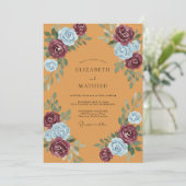 Invitation Mariage Tropical Moutarde Prune Peint (Debout devant)