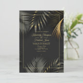 Invitation Mariage Tropical Noir et Or (Debout devant)