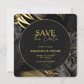 Invitation Mariage Tropical Noir Moderne Enregistrer La Date (Devant)