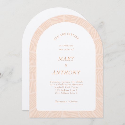 Invitation Mariage tropical orange (Devant / Derrière)