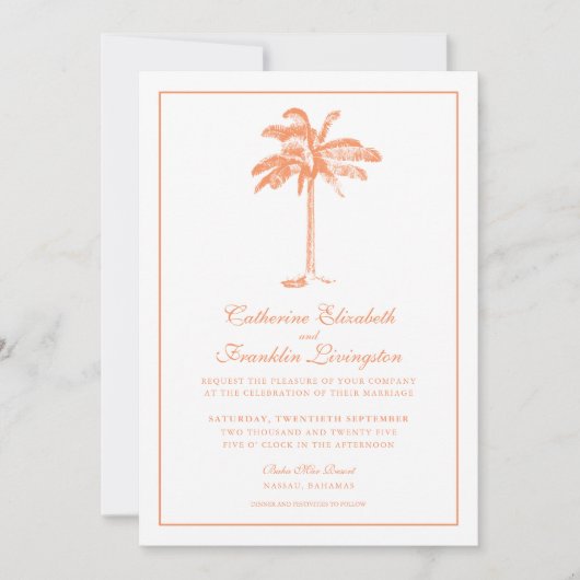 Invitation Mariage Tropical Palm Tree (Devant)