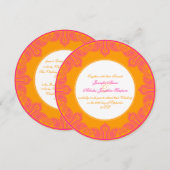 Invitation Mariage Tropical Pink et Orange Paisley Mandala (Devant / Derrière)