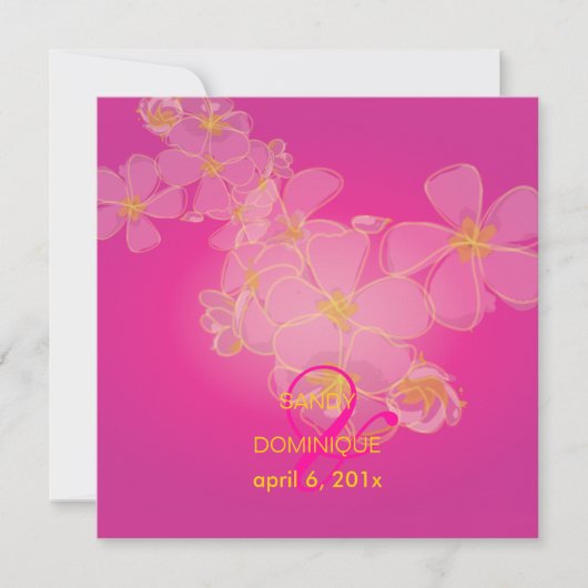 Invitation Mariage tropical/plumérias/destination (Devant)