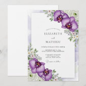 Invitation Mariage Tropical Pourpre Brillant (Devant / Derrière)