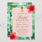 Invitation Mariage Tropical | Rose Foncé Ananas (Devant / Derrière)