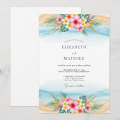 Invitation Mariage Tropical Scénique Bleu Clair (Devant / Derrière)