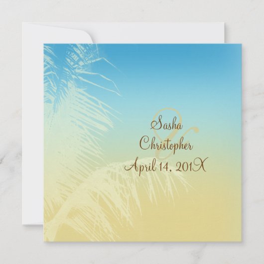 Invitation Mariage tropical/silhouette de palme (Devant)