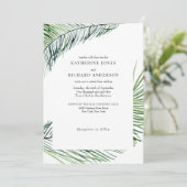 Invitation Mariage Tropical Simplement Élégant avec Palmiers  (Debout devant)