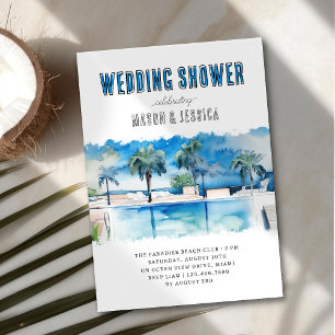 Invitation Mariage tropical sous la douche à l'aquarelle Pisc