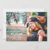 Invitation Mariage Tropical sur la Plage | Photo de Guirlande (Devant)