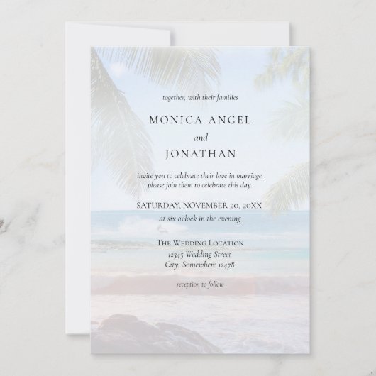Invitation Mariage Tropical sur la Plage V2 (Devant)