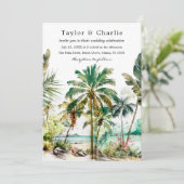 Invitation Mariage tropical sur une plage de destination (Debout devant)