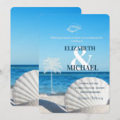 Invitation Mariage Tropical sur une Plage Océane (Devant / Derrière)