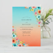 Invitation Mariage Tropical Turquoise Animé (Debout devant)