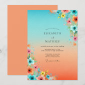 Invitation Mariage Tropical Turquoise Animé (Devant / Derrière)