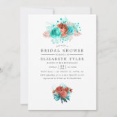 Invitation Mariage tropical turquoise et corail (Devant)