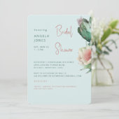 Invitation Mariage tropical turquoise et rose Cactus (Debout devant)