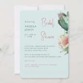 Invitation Mariage tropical turquoise et rose Cactus (Devant)