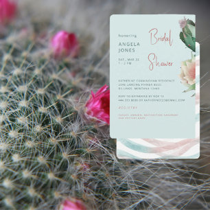 Invitation Mariage tropical turquoise et rose Cactus
