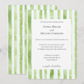 Invitation Mariage Tropical Vert et Blanc Rayé (Devant / Derrière)
