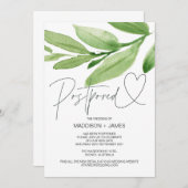 Invitation Mariage Tropical Vert Report Changé la Date (Devant / Derrière)