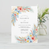 Invitation Mariage Tropical Vibrant Corail (Debout devant)