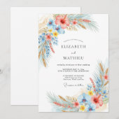Invitation Mariage Tropical Vibrant Corail (Devant / Derrière)