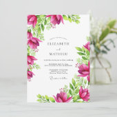 Invitation Mariage Tropical Vibrant Fuchsia (Debout devant)