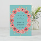 Invitation Mariage Tropical Vibrant Turquoise (Debout devant)