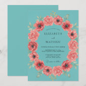 Invitation Mariage Tropical Vibrant Turquoise (Devant / Derrière)